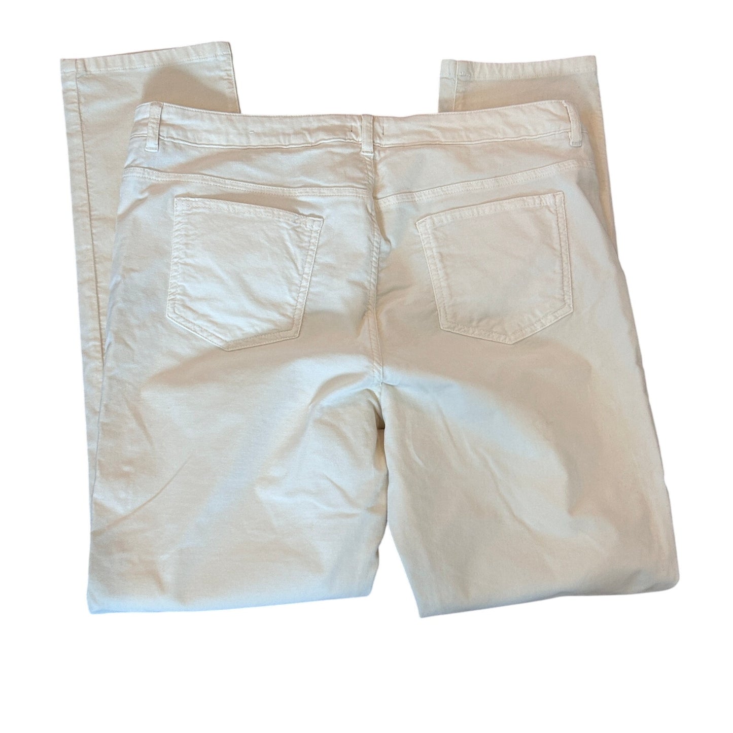 J. McLaughlin Ivory Winter White Velvet Pants Womens Size 12 Black Accents