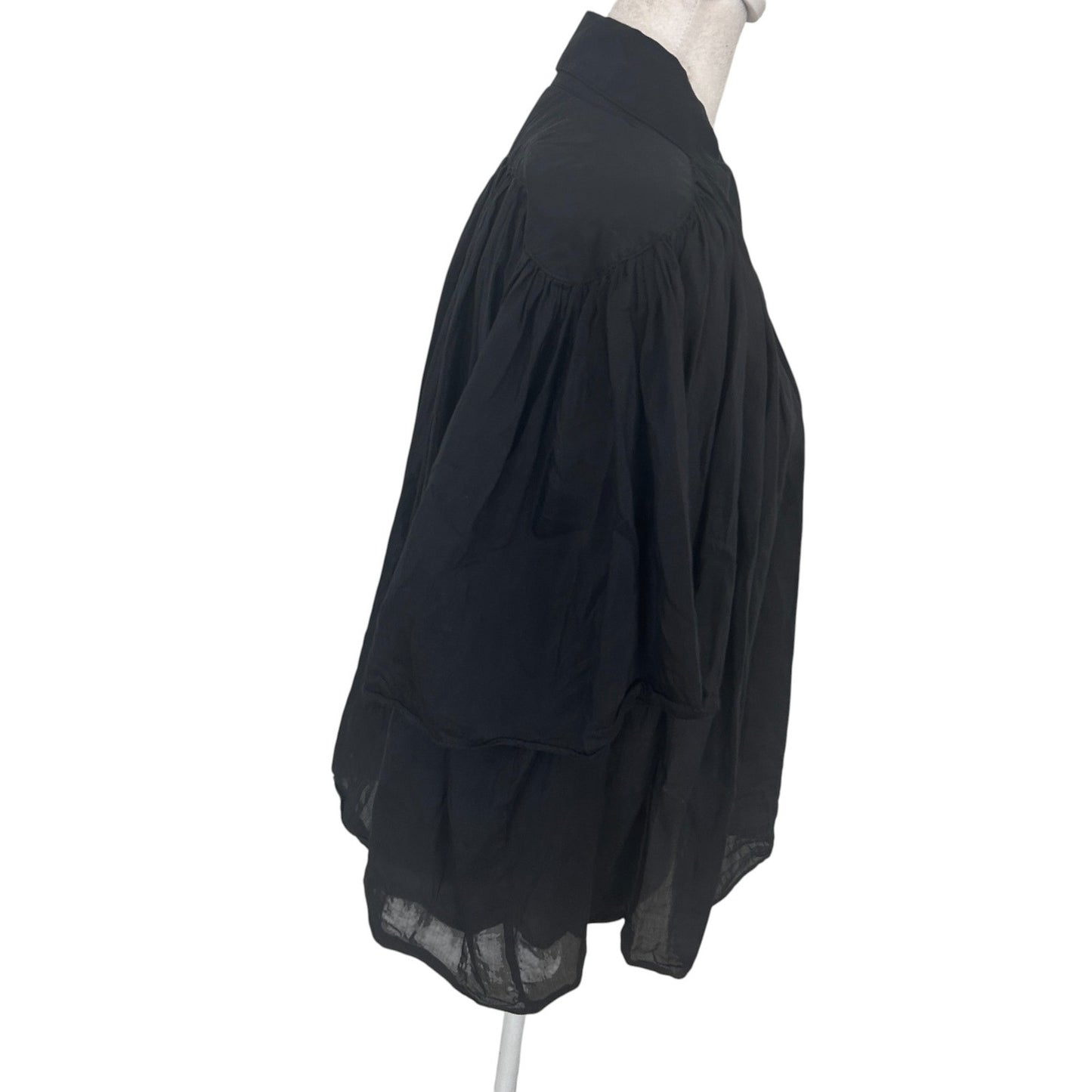 Banana Repulic Black Silk Blend Boxy Flowy Short Sleeve Blouse Womens Size Large