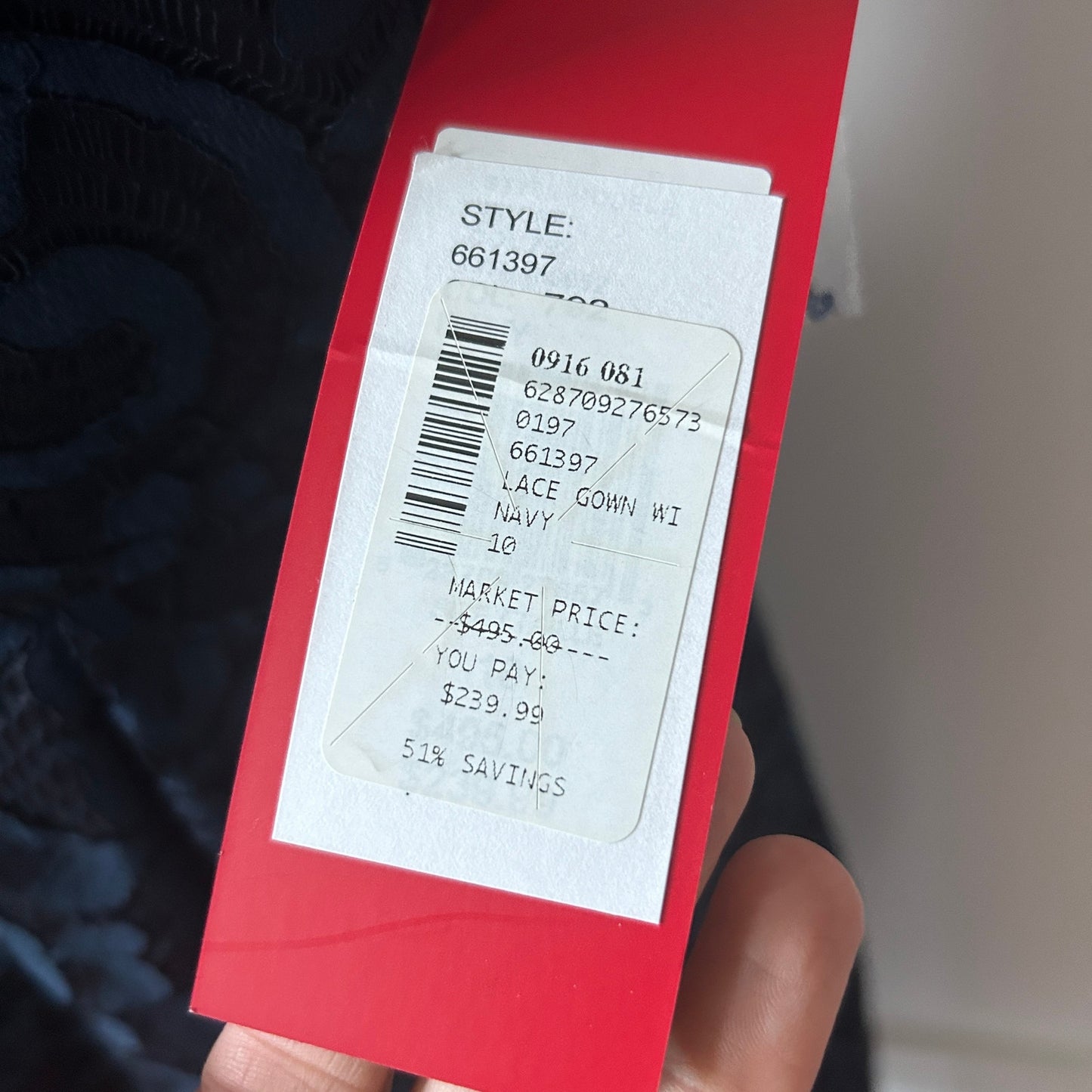 Carmen Marc Valvo Infusion Navy Blue Embellished Lace High Low Dress NEW Size 10