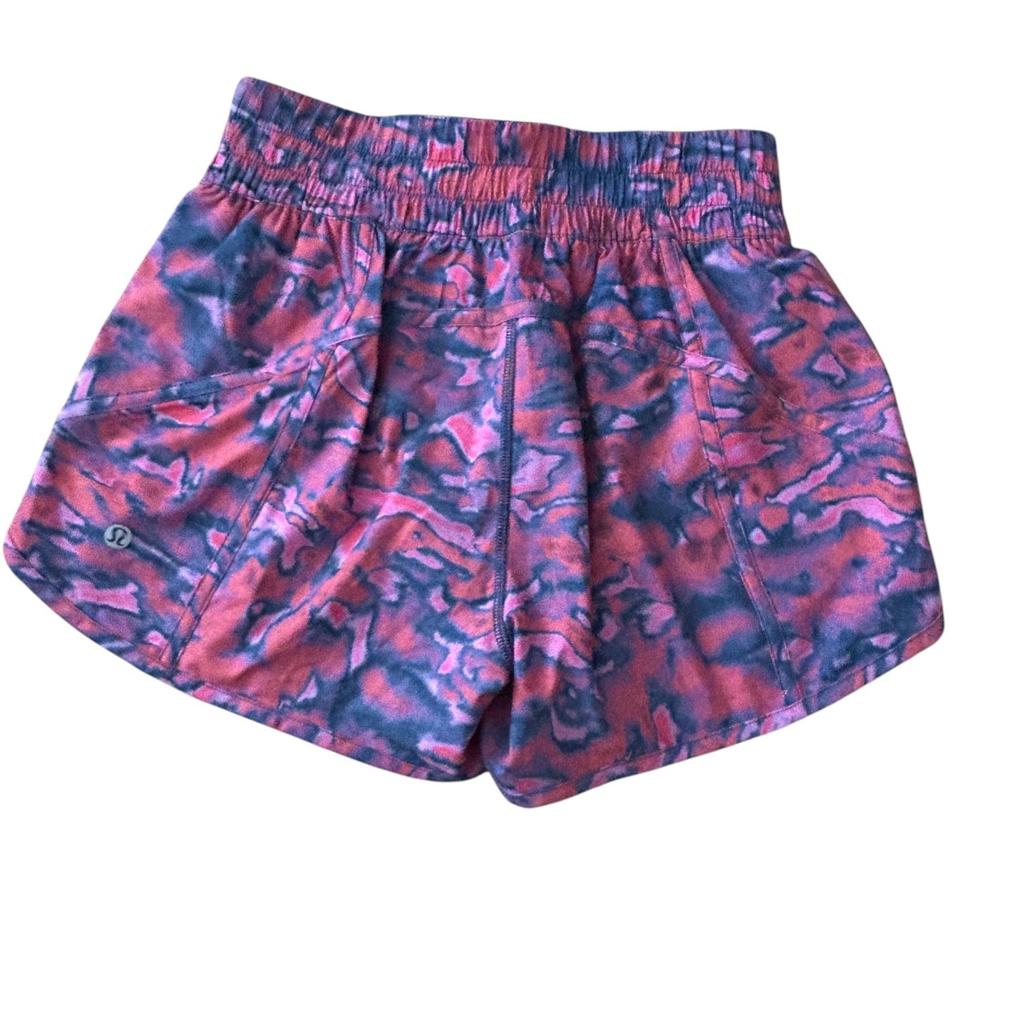 Lululemon Orange Pink Black Camo Tracker Lined Short Womens Size 6