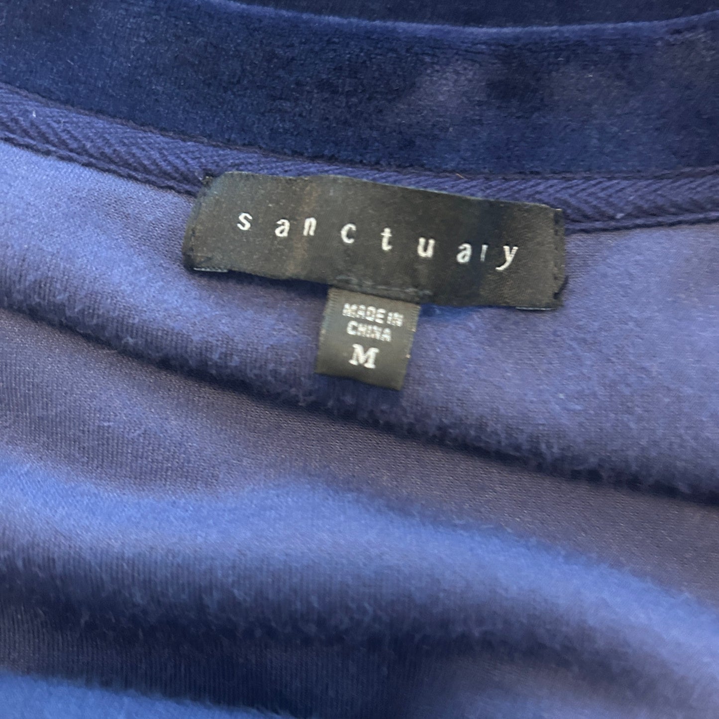 Sanctuary Blue Velvet Long Bell Sleeve Tunic Pullover Top Womens Size Medium