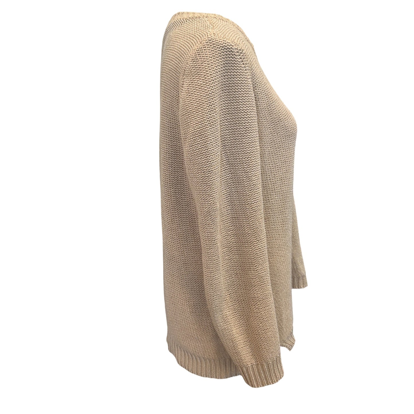 J McGlaughlin Tan Beige Long Sleeve Crewneck Pullover Sweater Womens Size Large