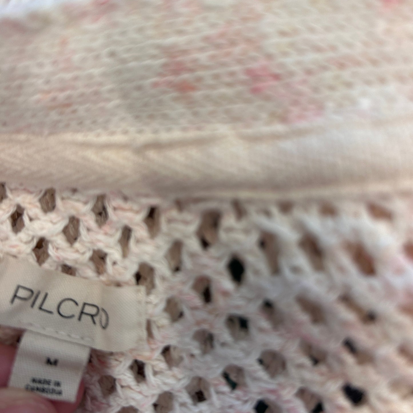 Pilcro Pink Open Weave Boxy Long Sleeve Cardigan Sweater Womens Size Medium