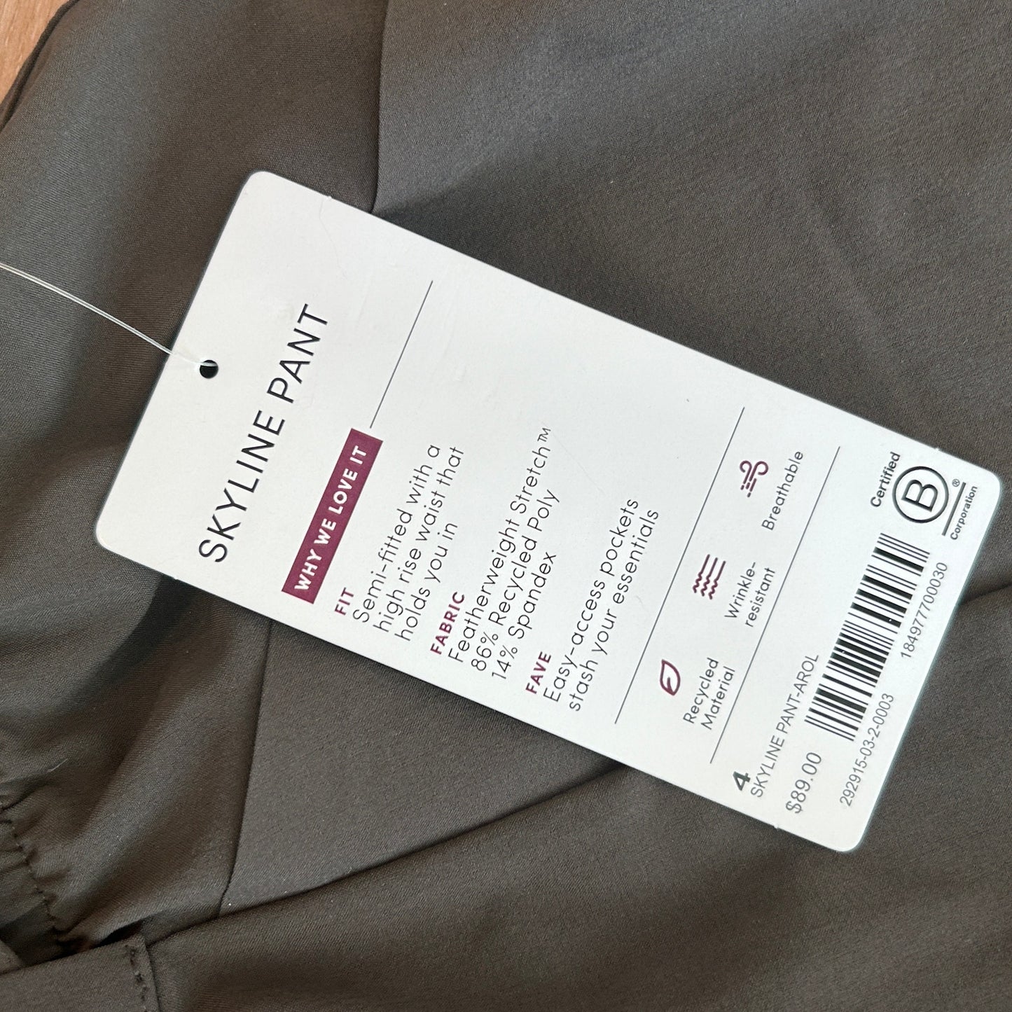 Athleta NWT Gray Cropped Skyline Pant Womens Size 4 NEW