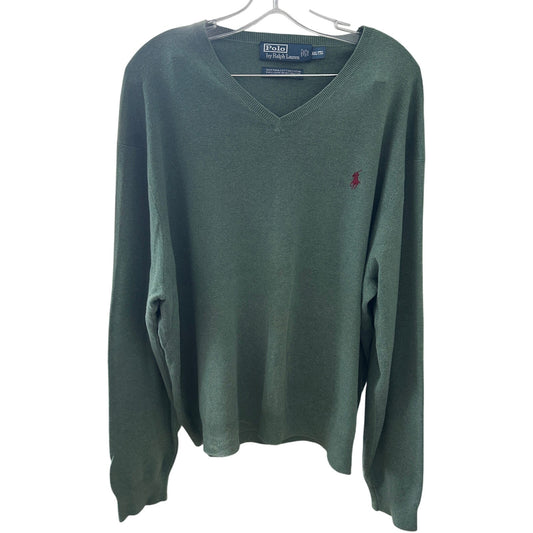 Polo Ralph Lauren Army Green Pima Cotton V-Neck Sweater Mens Size XXL