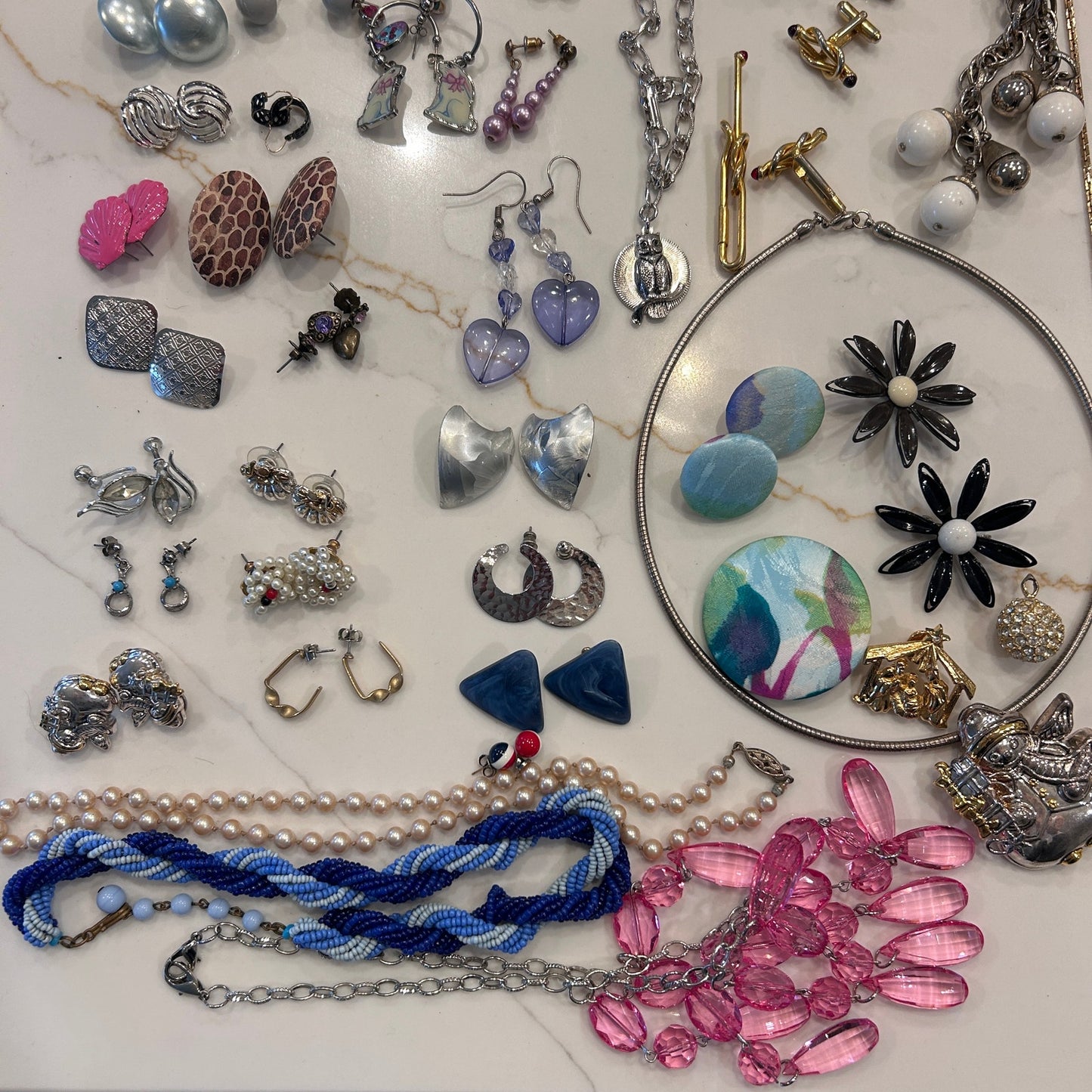 Lot Vintage Estate Sale Jewelry 80's 90's Modern Wearable Repurpose 95 Pieces