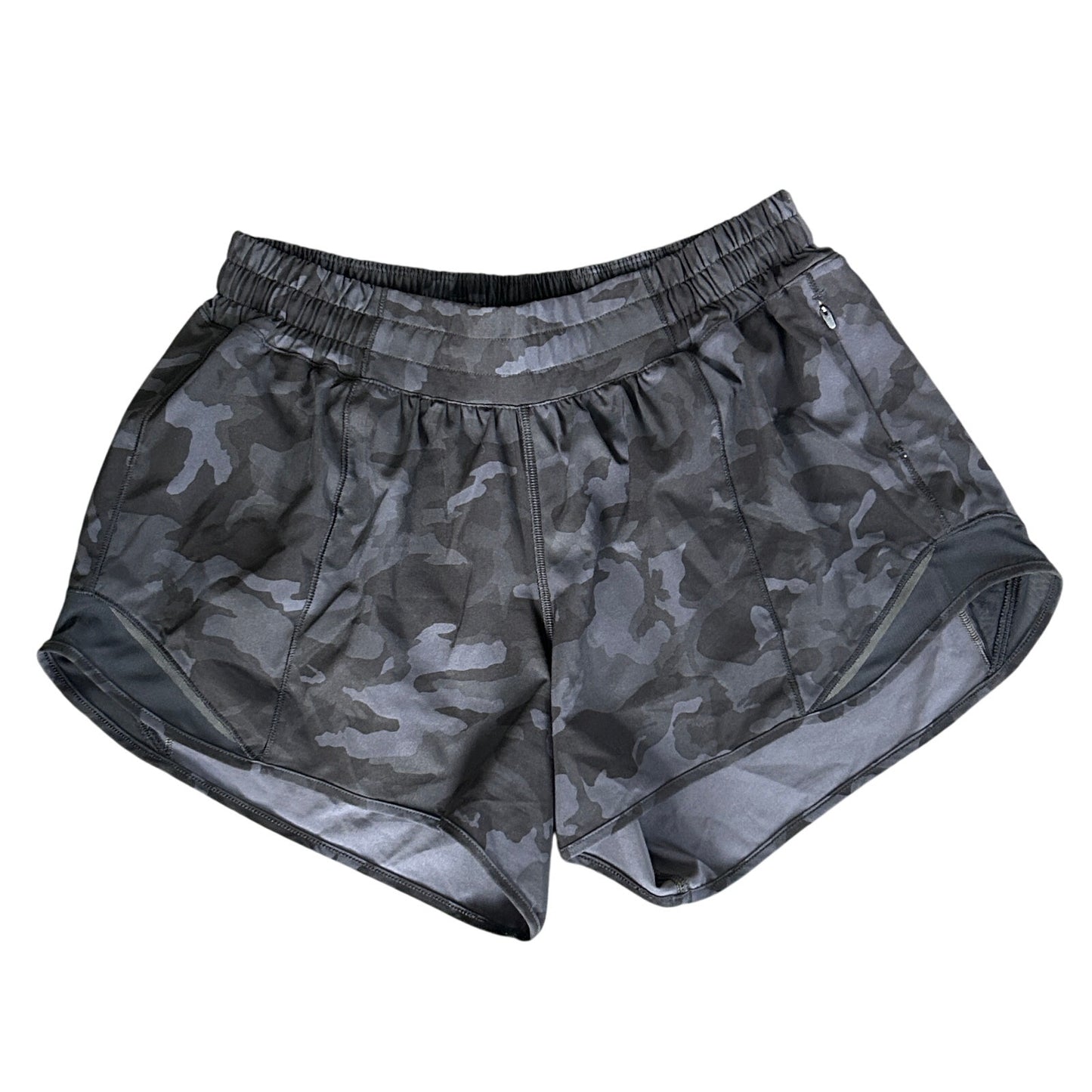 Lululemon Black Camo Hotty Hot High-Rise Lined Short 4" Womens Size 8 Tall