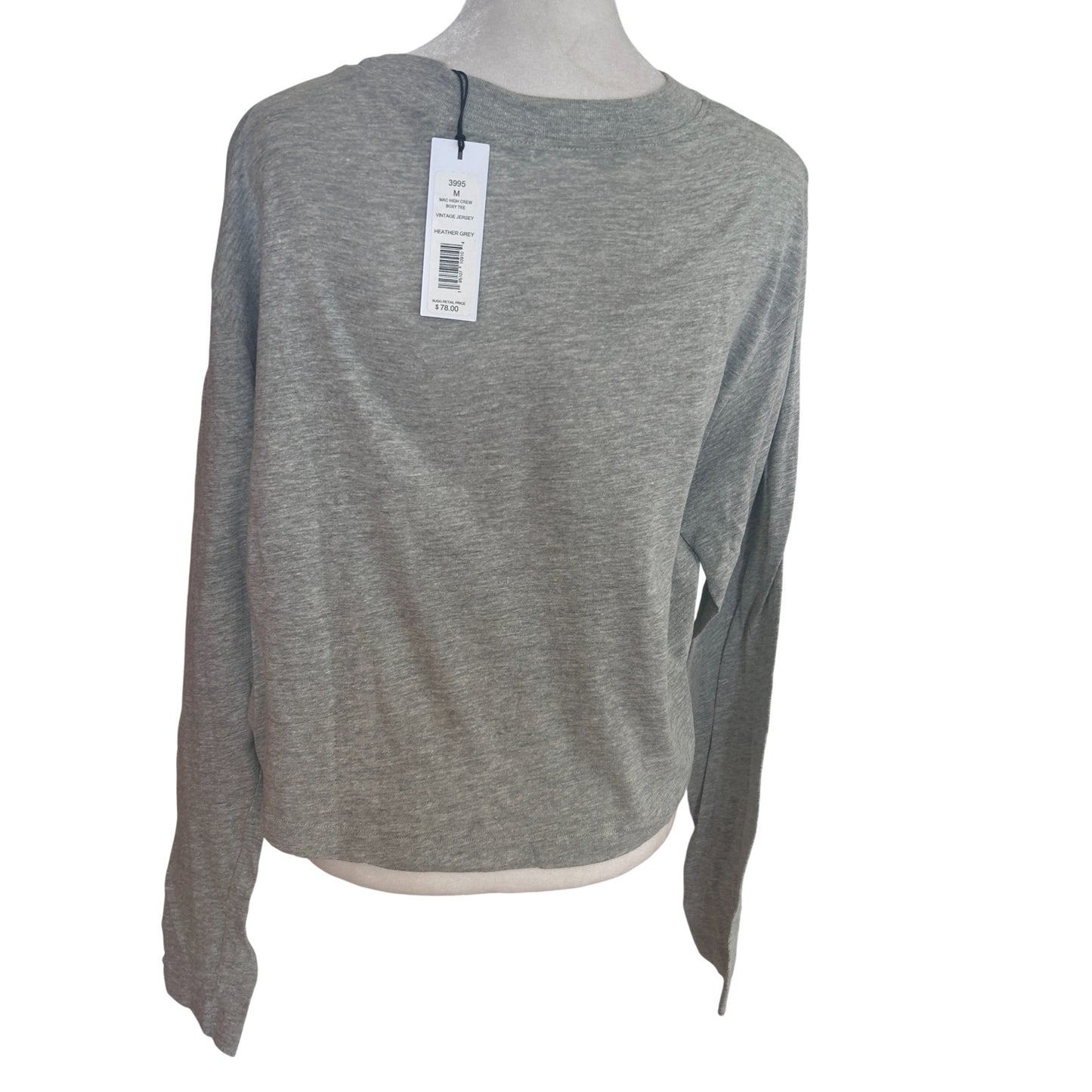 Michael Stars Mac High Crew Boxy Tee Long Sleeve Heather Gray Womens Medium NEW