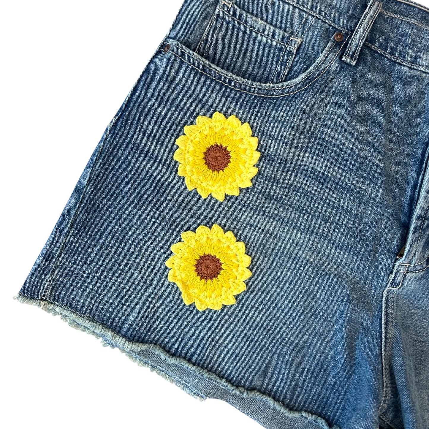 Circus NY Sam Edelman High Rise Denim Short Embroidered Sunflower Womens Size 31