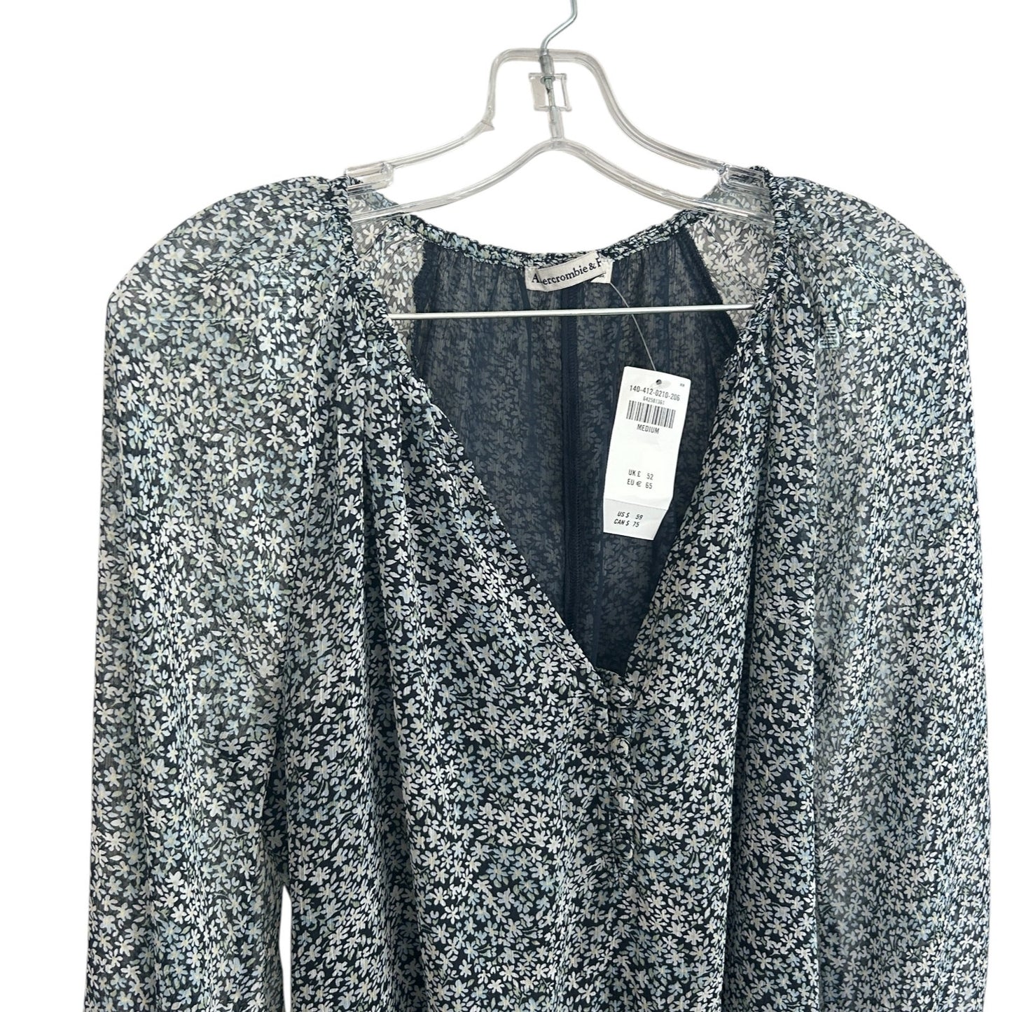 Abercrombie & Fitch Dark Blue Floral Boho Bodysuit Blouse Womens Size Medium NEW
