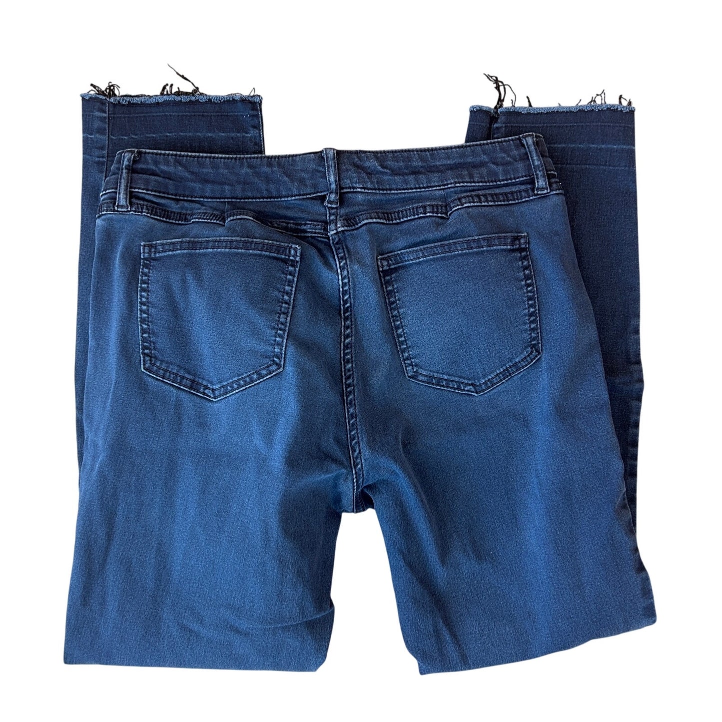 Per Se by Carlisle Stephanie Dark Wash Raw Hem Cropped Jeans Womens Size 8