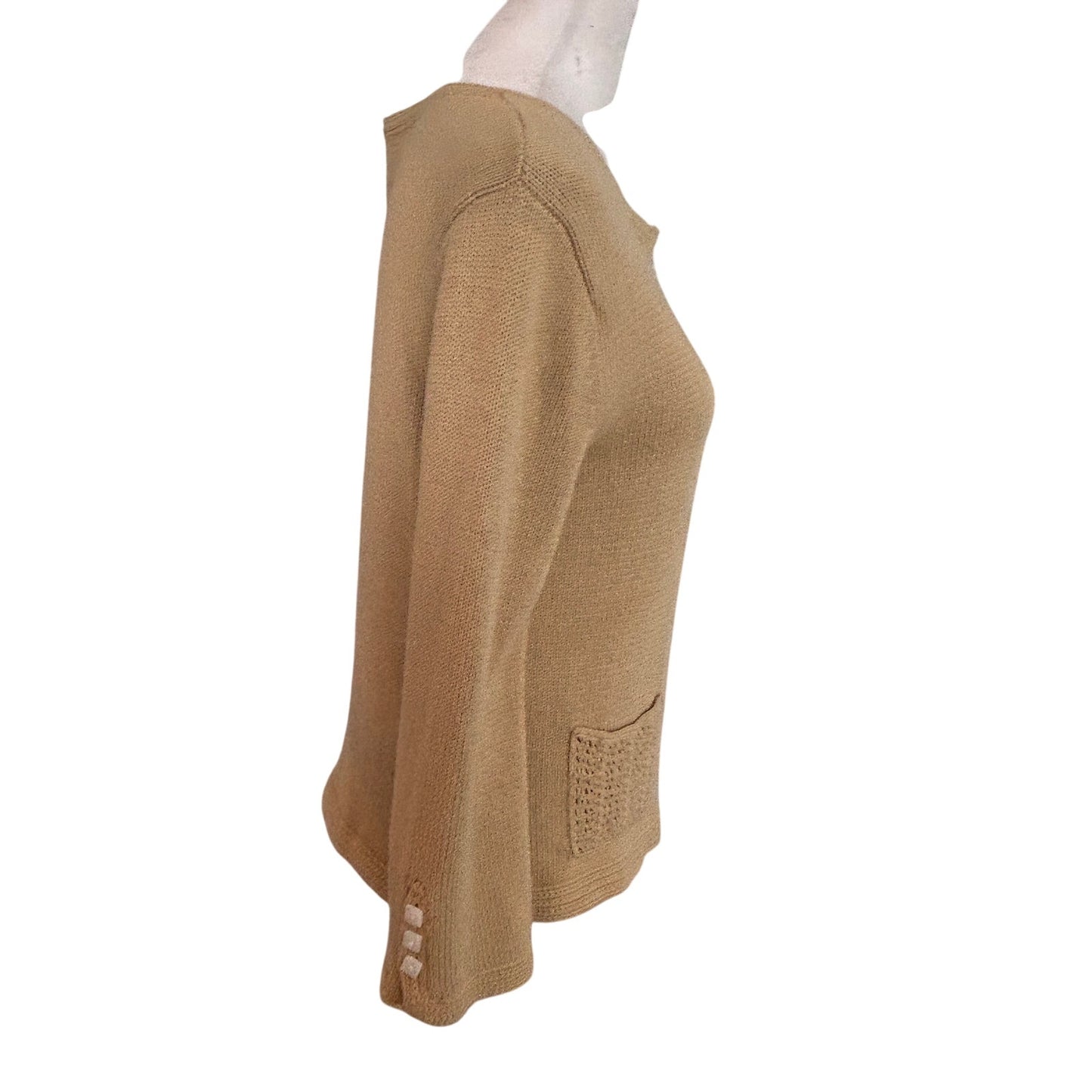 Lauren Hansen Studio Brown Button Down Cardigan Sweater Unique Womens Size Small