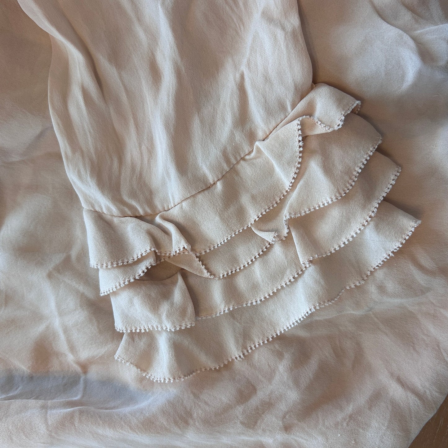 Rebecca Taylor Light Pink Long Sleeve Silk Ruffled Blouse Top Womens Size 12