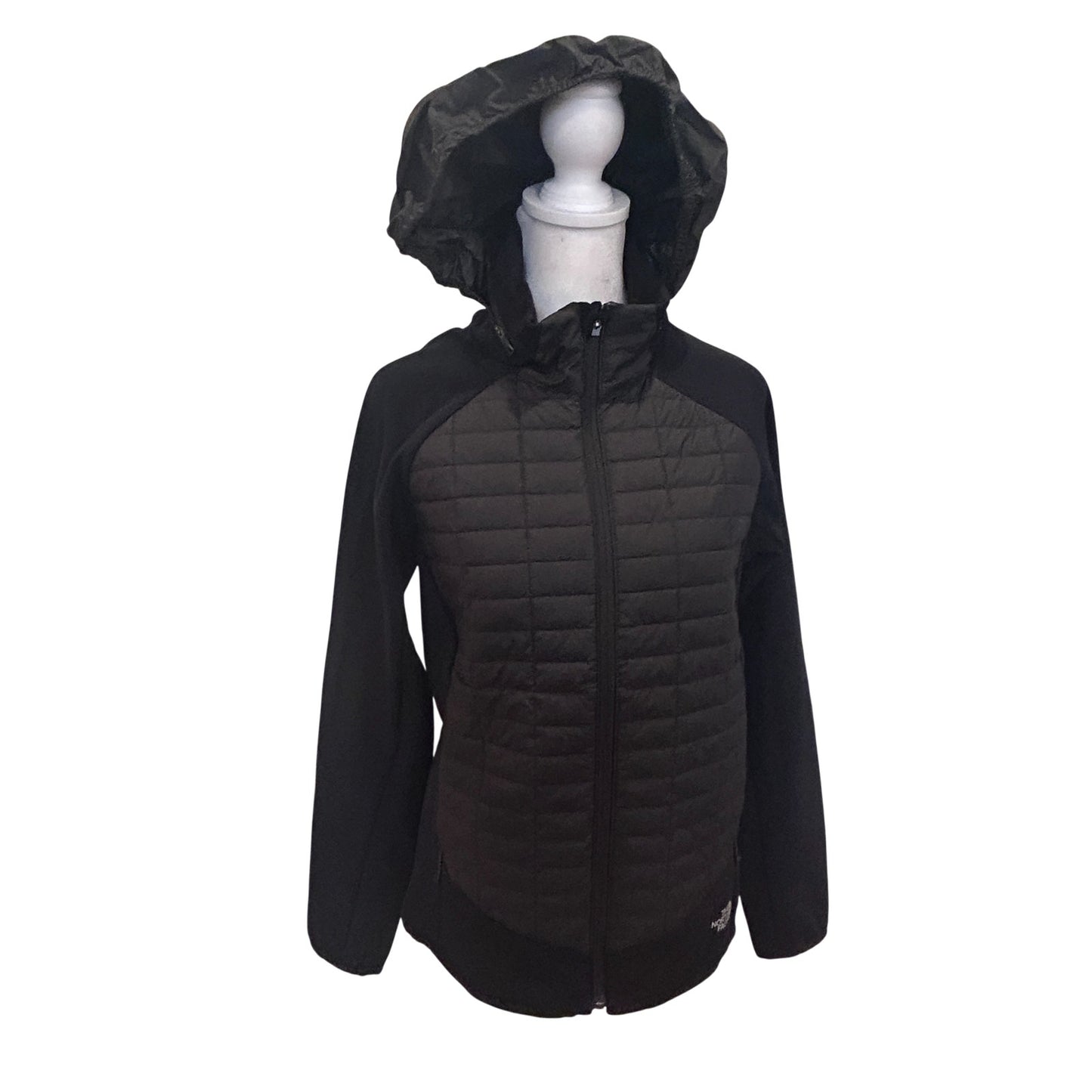 The North Face Black Slim Light Quilted Jacket Hidden Hood Womens Size Medium