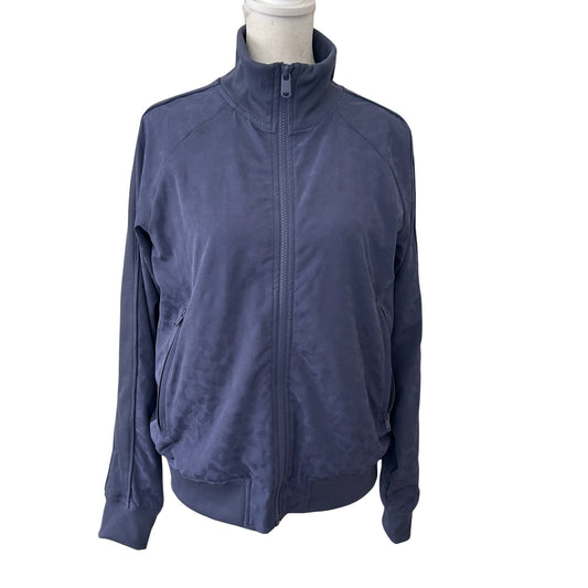 Athleta Blue Leopard Brooklyn Bomber Jacket Womens Size Small