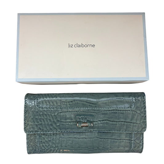 Liz Claiborne Olive Green Faux Patent Leather Croc / Alligator Wallet NEW IN BOX
