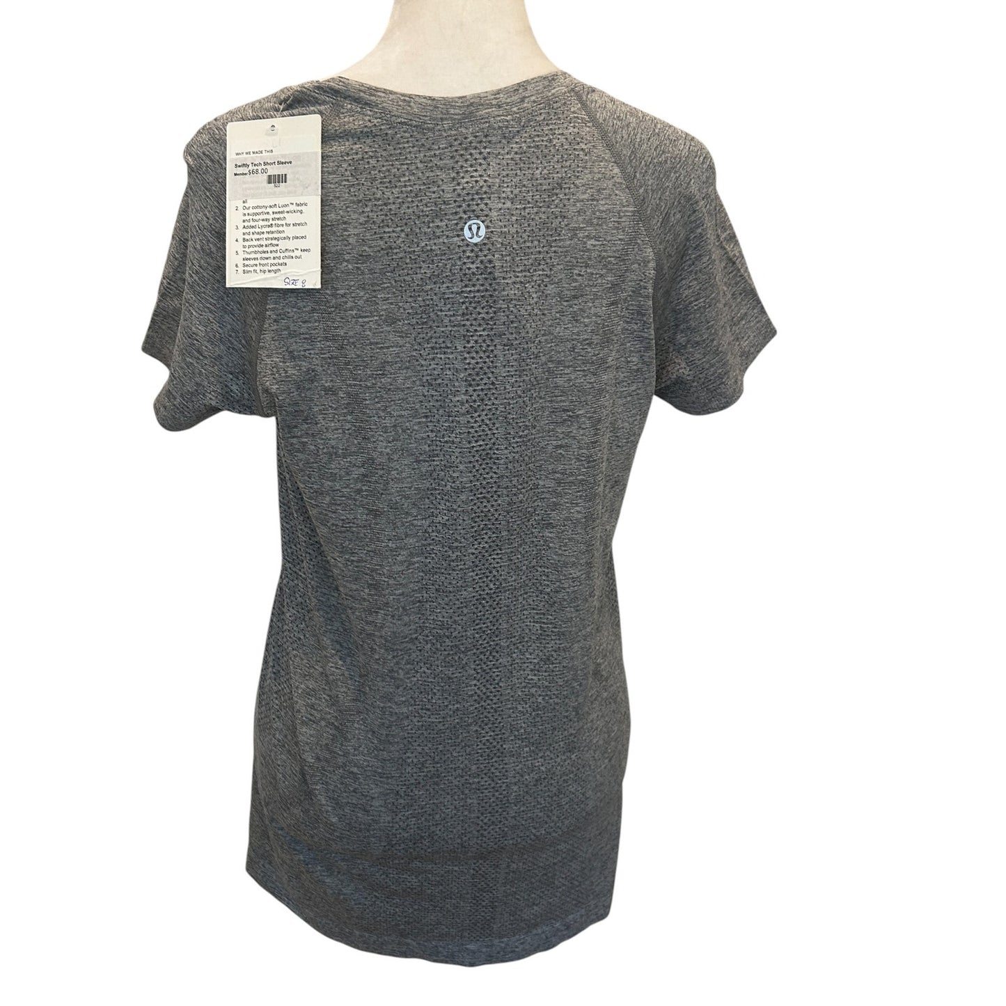 Lululemon NWT Heather Gray Swiftly Tech Short Sleeve Shirt Womens Size 8