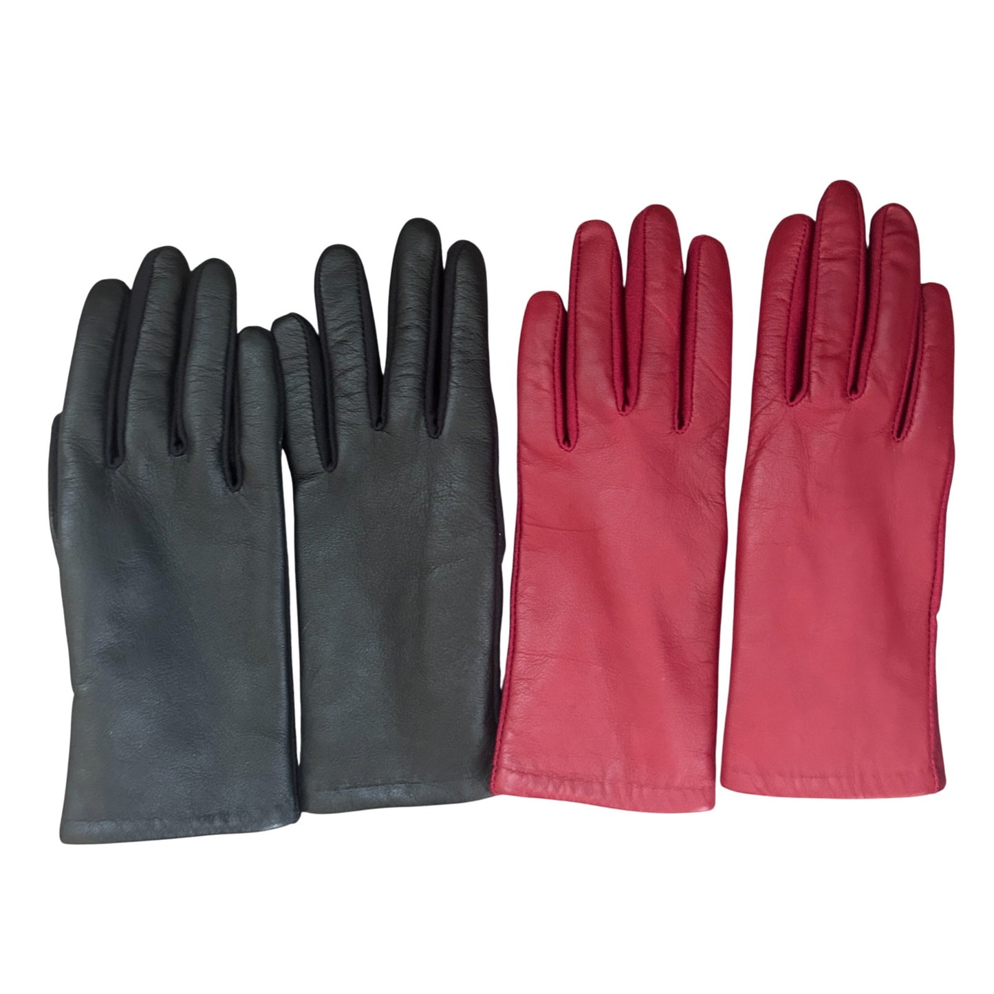Red and Black Leather Driving Gloves 2 Pairs Womens One Size