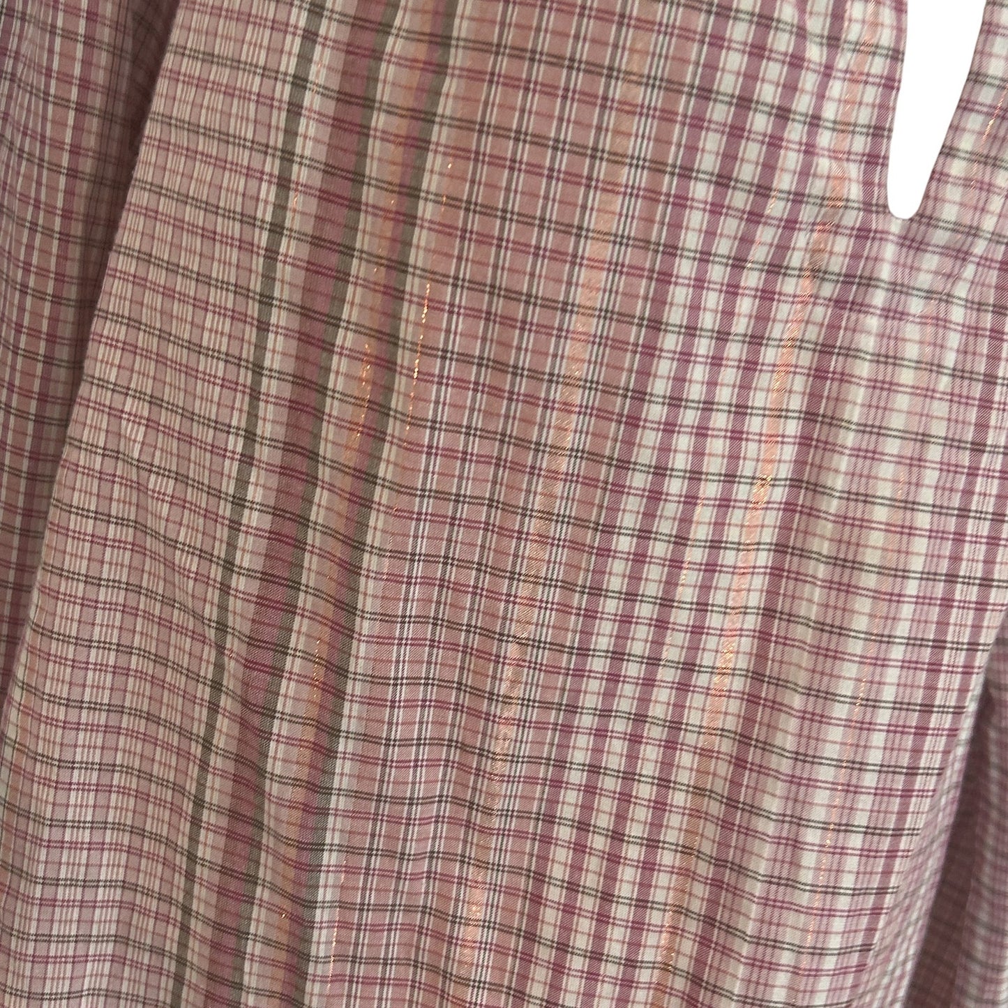 La Vie Rebecca Taylor Pink Plaid Long Sleeve V-Neck Ruffle Top Womens Size Large