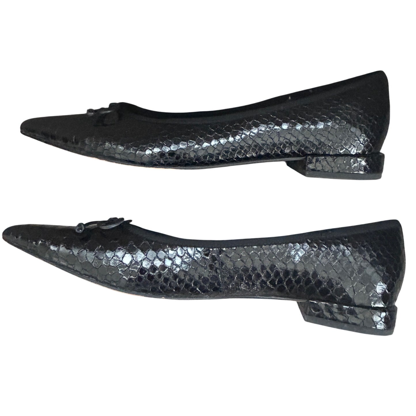 Dolce Vita Palani Black Pointed Toe Flats Black Snake Embossed Womens Size 9.5