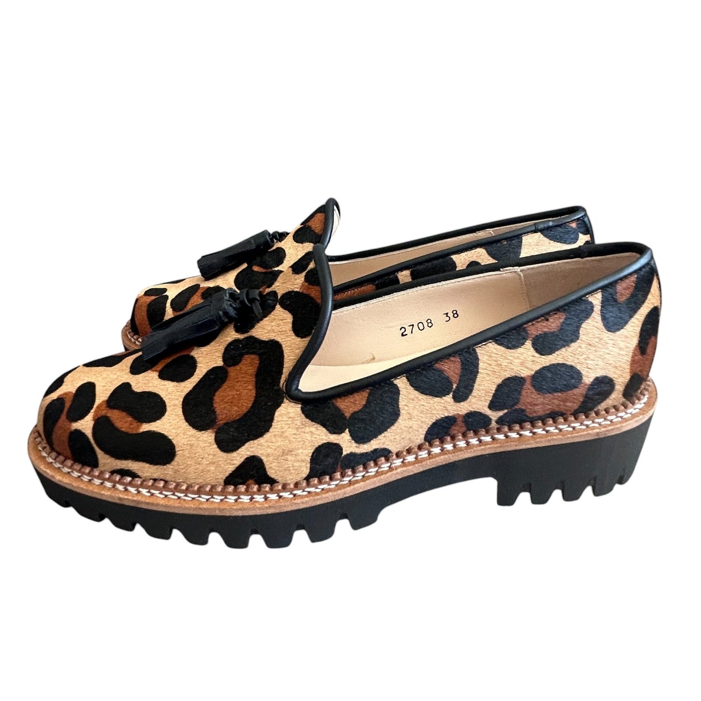 Jon Josef Lug Soled Tassled Loafer Gogo Leopard Womens Size 8 NEW IN BOX
