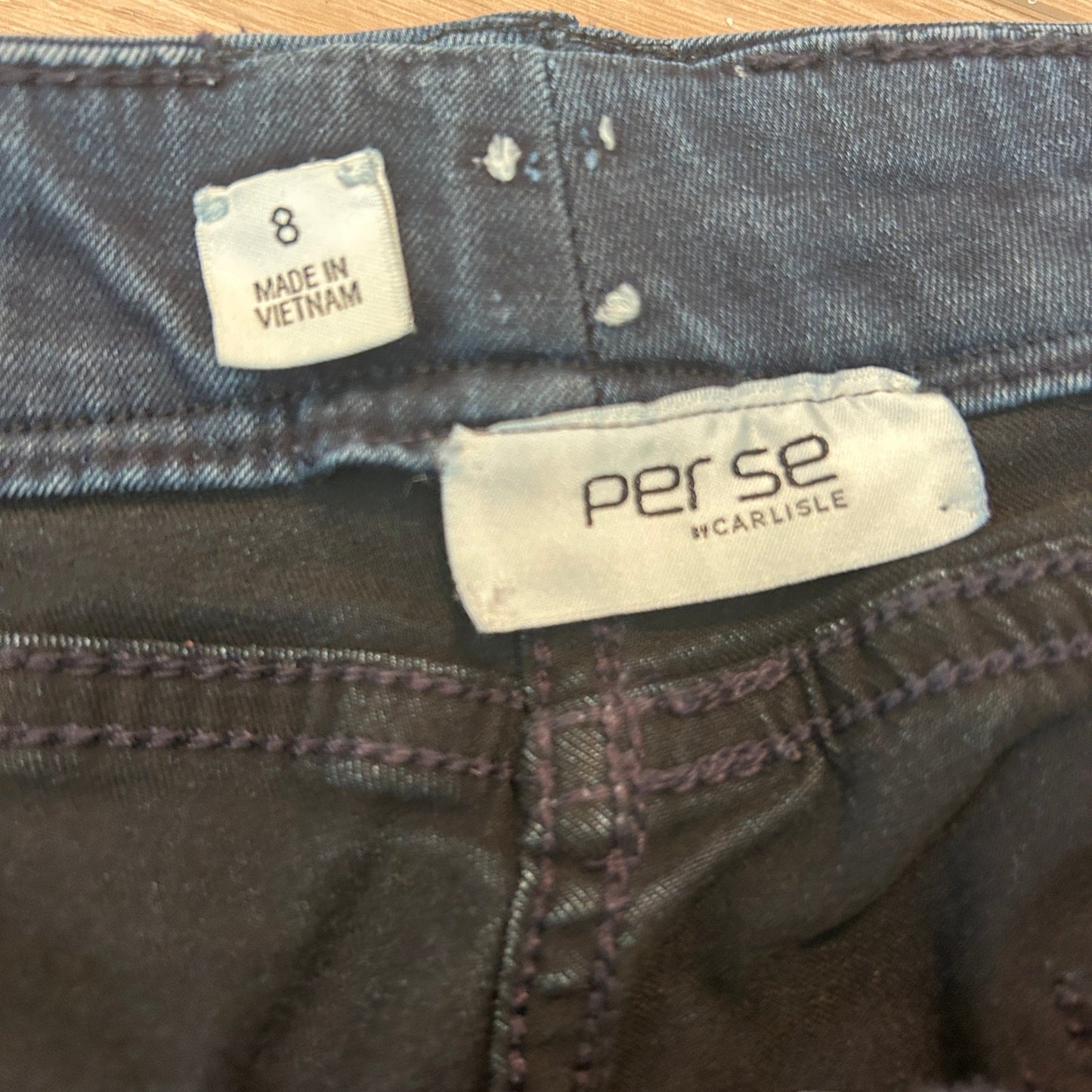 Per Se by Carlisle Stephanie Dark Wash Raw Hem Cropped Jeans Womens Size 8