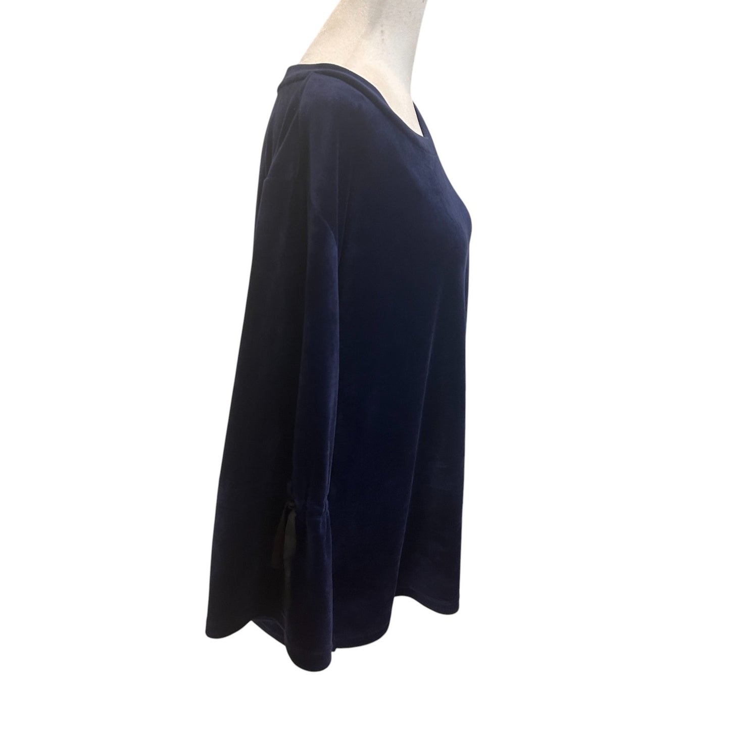 Sanctuary Blue Velvet Long Bell Sleeve Tunic Pullover Top Womens Size Medium