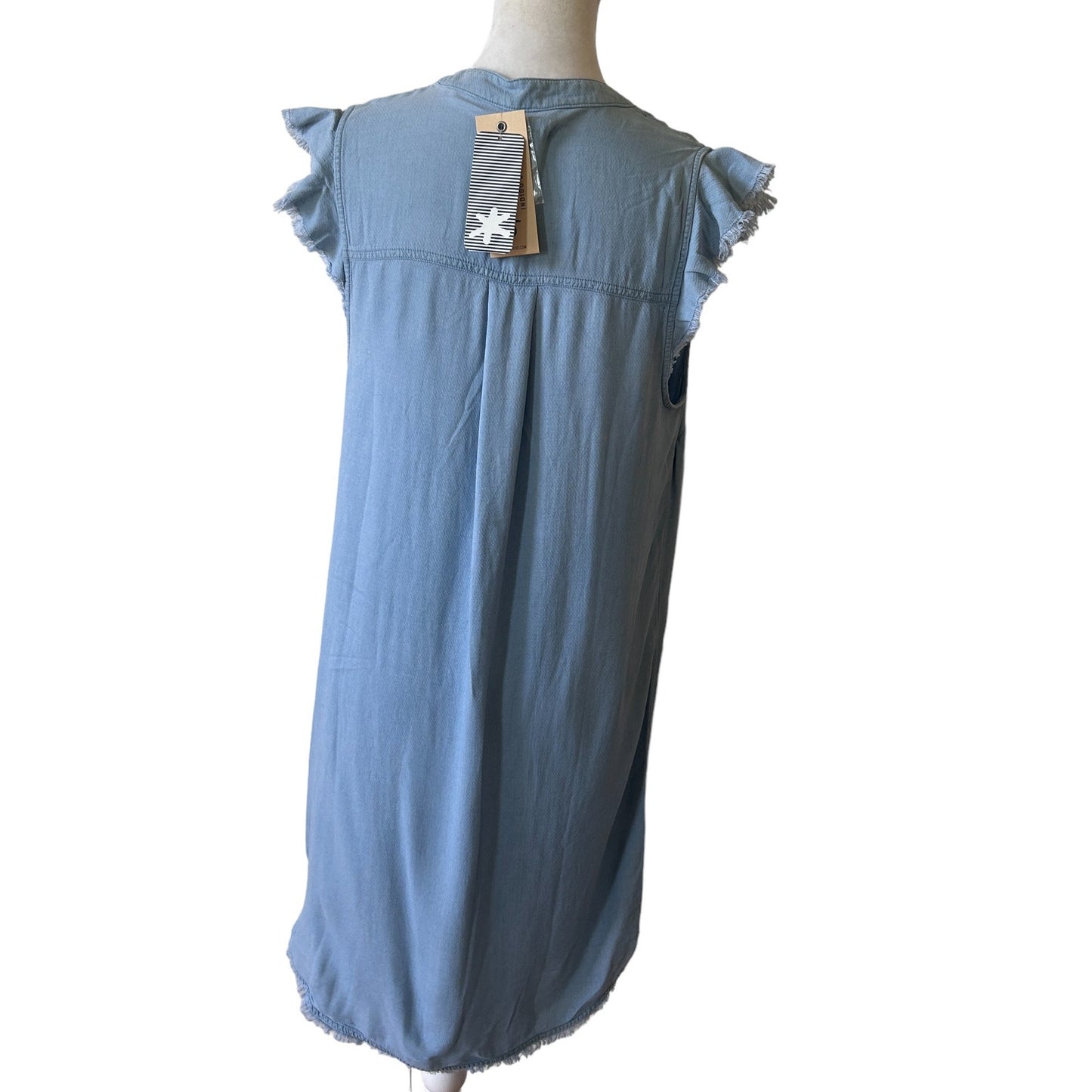 Splendid NWT Light Blue Sleeveless Raw Hem Shift Dress Womens Size Small NEW