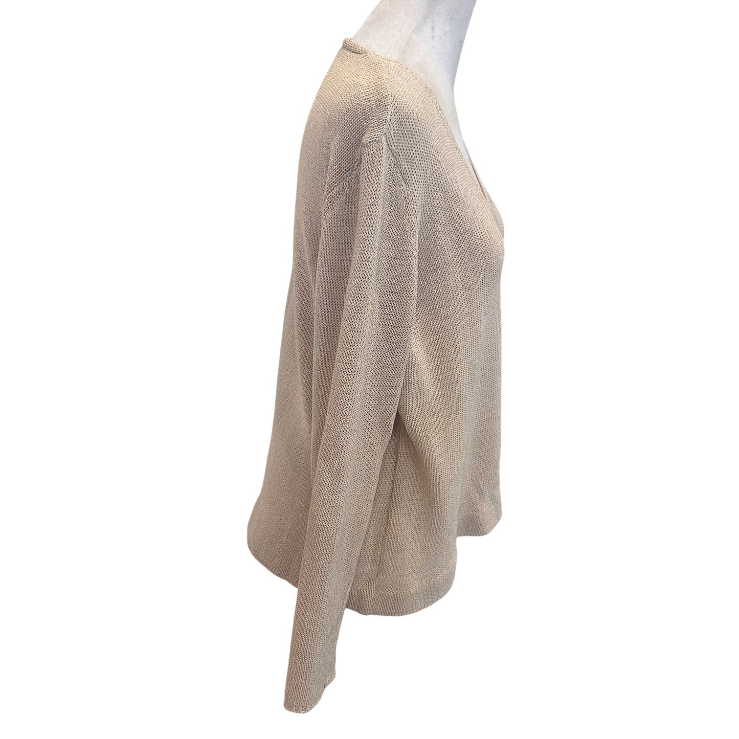 J McGlaughlin Tan Beige Long Sleeve V-Neck Pullover Sweater Womens Size Large