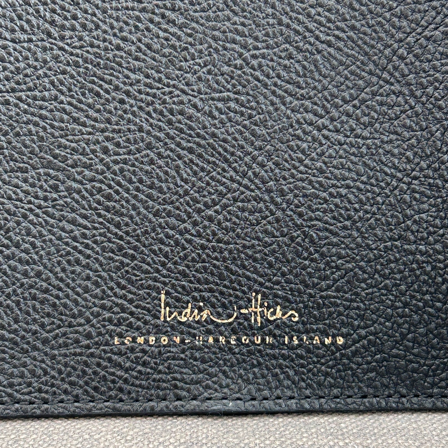 India Hicks Black Big Zipper Pebbled Leather Clutch Bag