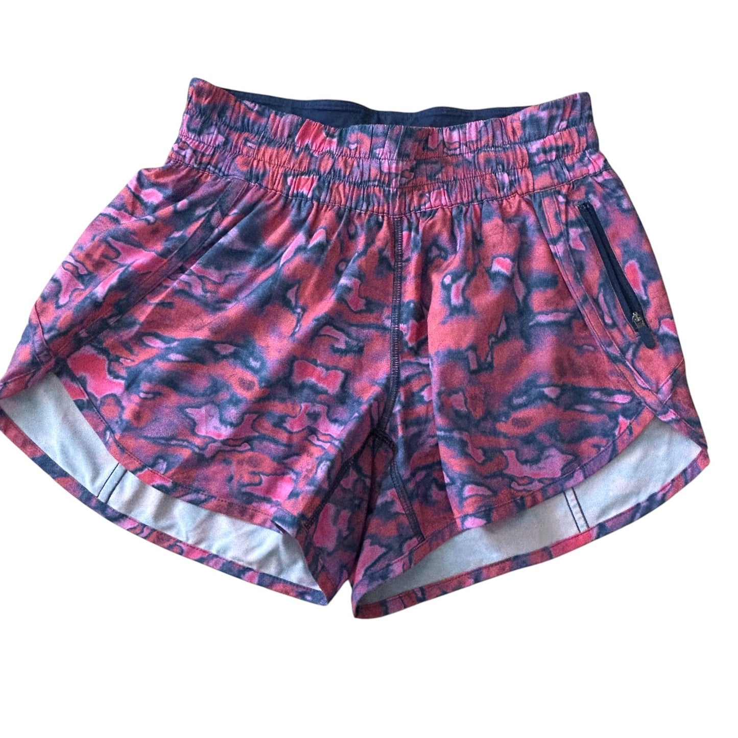 Lululemon Orange Pink Black Camo Tracker Lined Short Womens Size 6