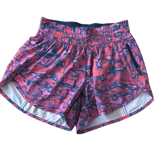 Lululemon Orange Pink Black Camo Tracker Lined Short Womens Size 6