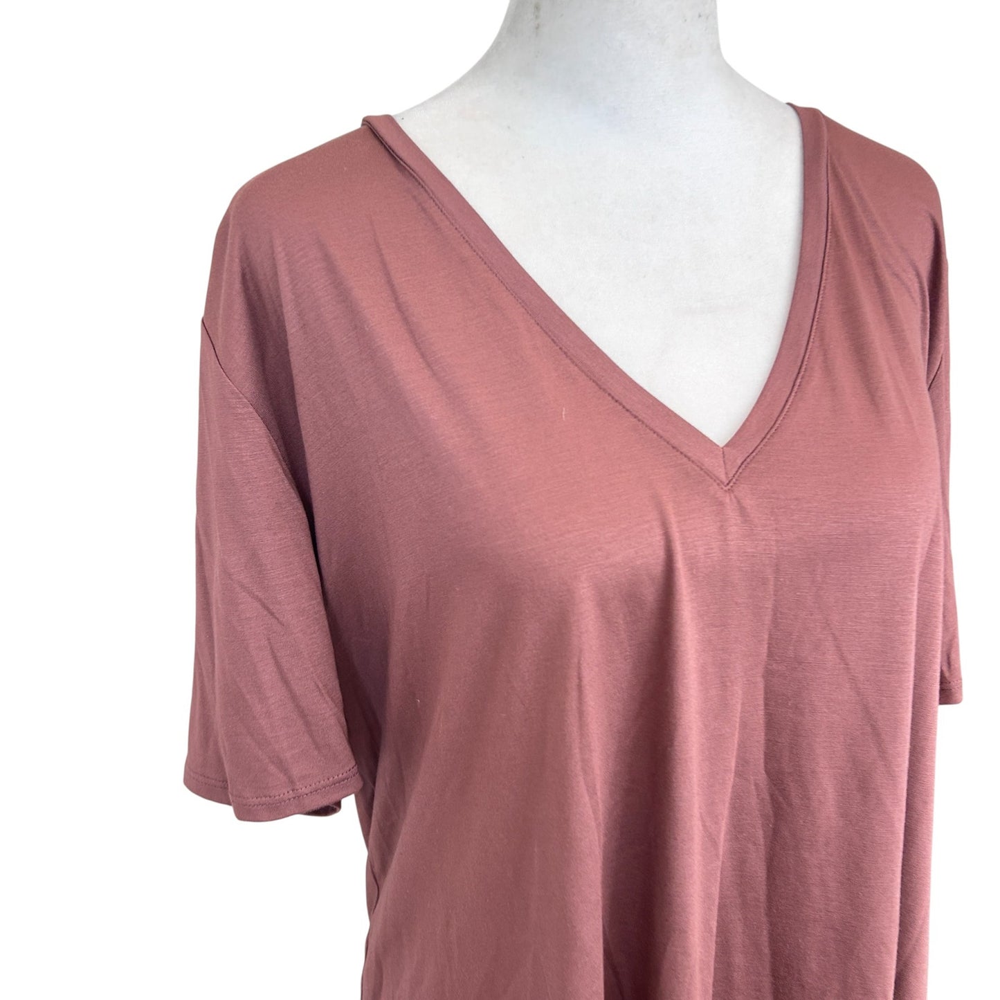 Anthropologie Chocolate Brown V-Neck Tunic Tee Shirt Top Womens Size Large