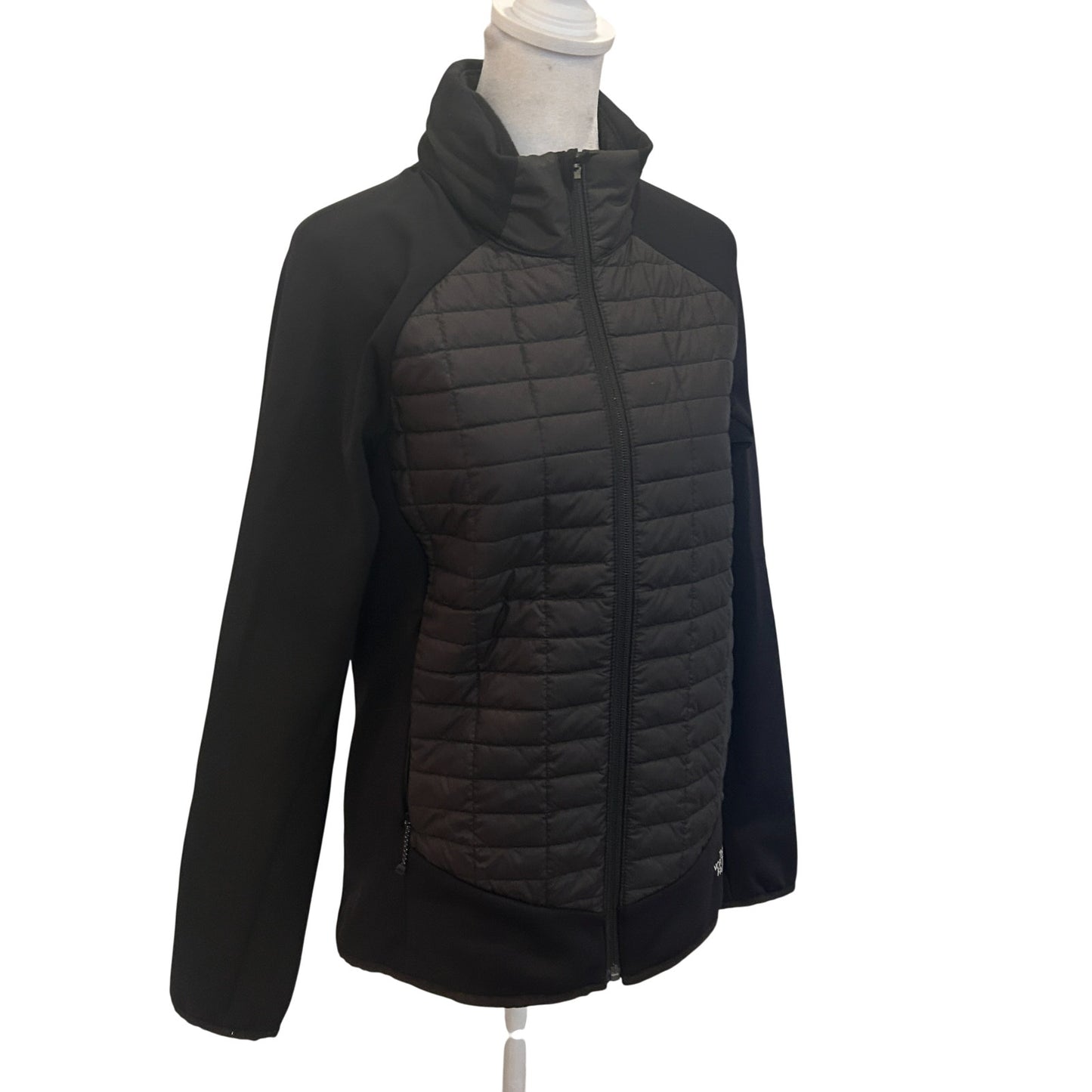 The North Face Black Slim Light Quilted Jacket Hidden Hood Womens Size Medium