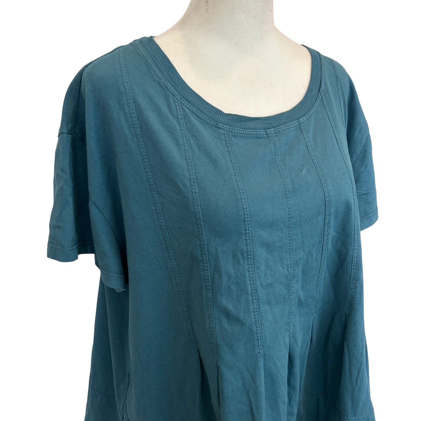 Pilcro Anthropologie Teal Green Short Sleeve Boxy Top Womens Size Medium Petite
