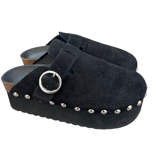 Jeffrey Campbell Celestine Black Suede Silver Slip-On Flats Womens Size 38 NEW
