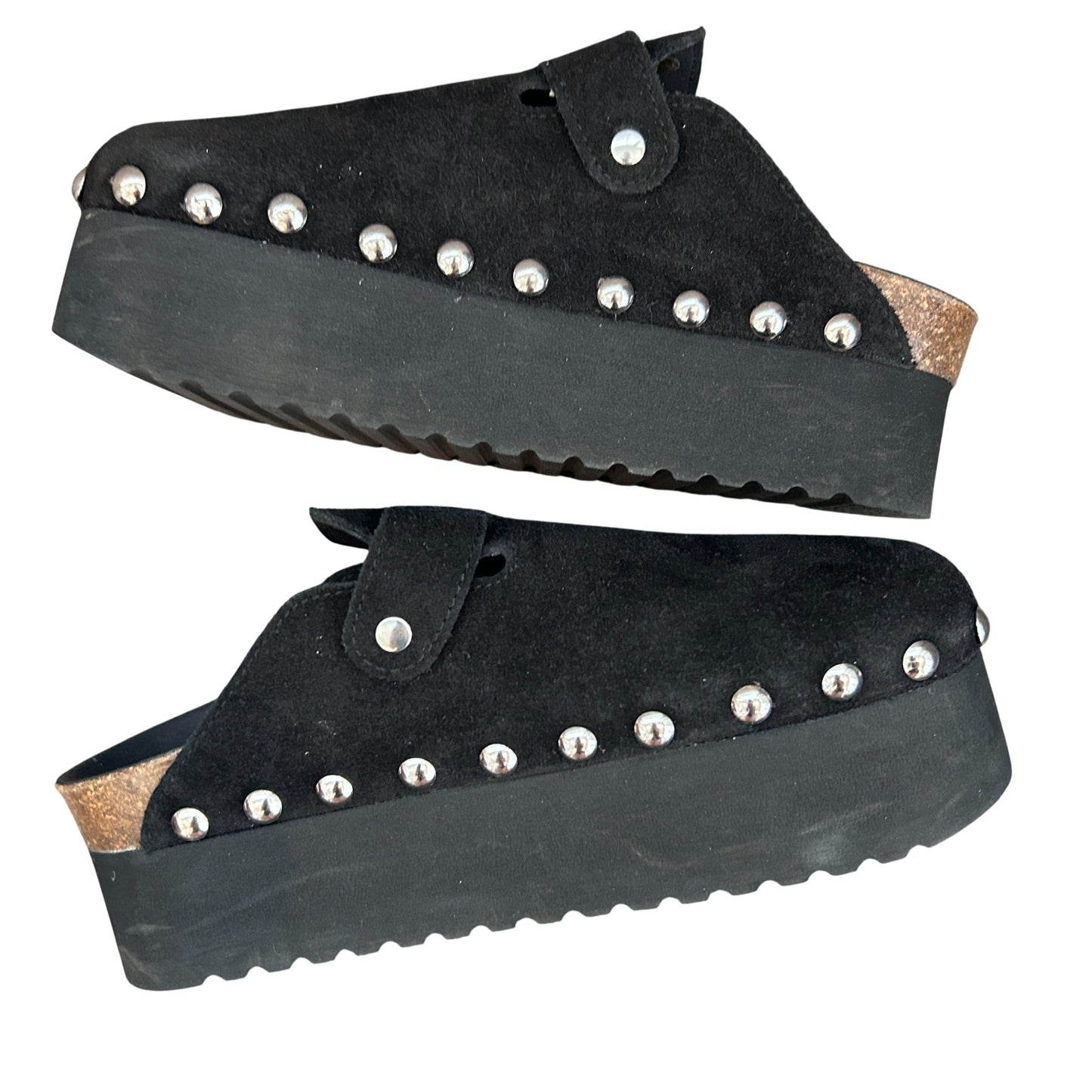 Jeffrey Campbell Celestine Black Suede Silver Slip-On Flats Womens Size 38 NEW