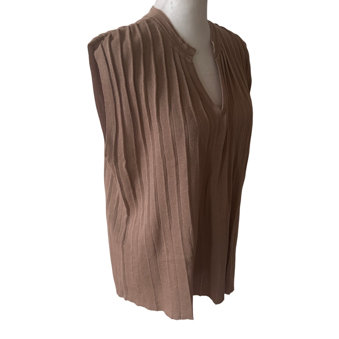 Anthropologie Current Air Brown Sleeveless V-Neck Boxy Sweater Women Size Small
