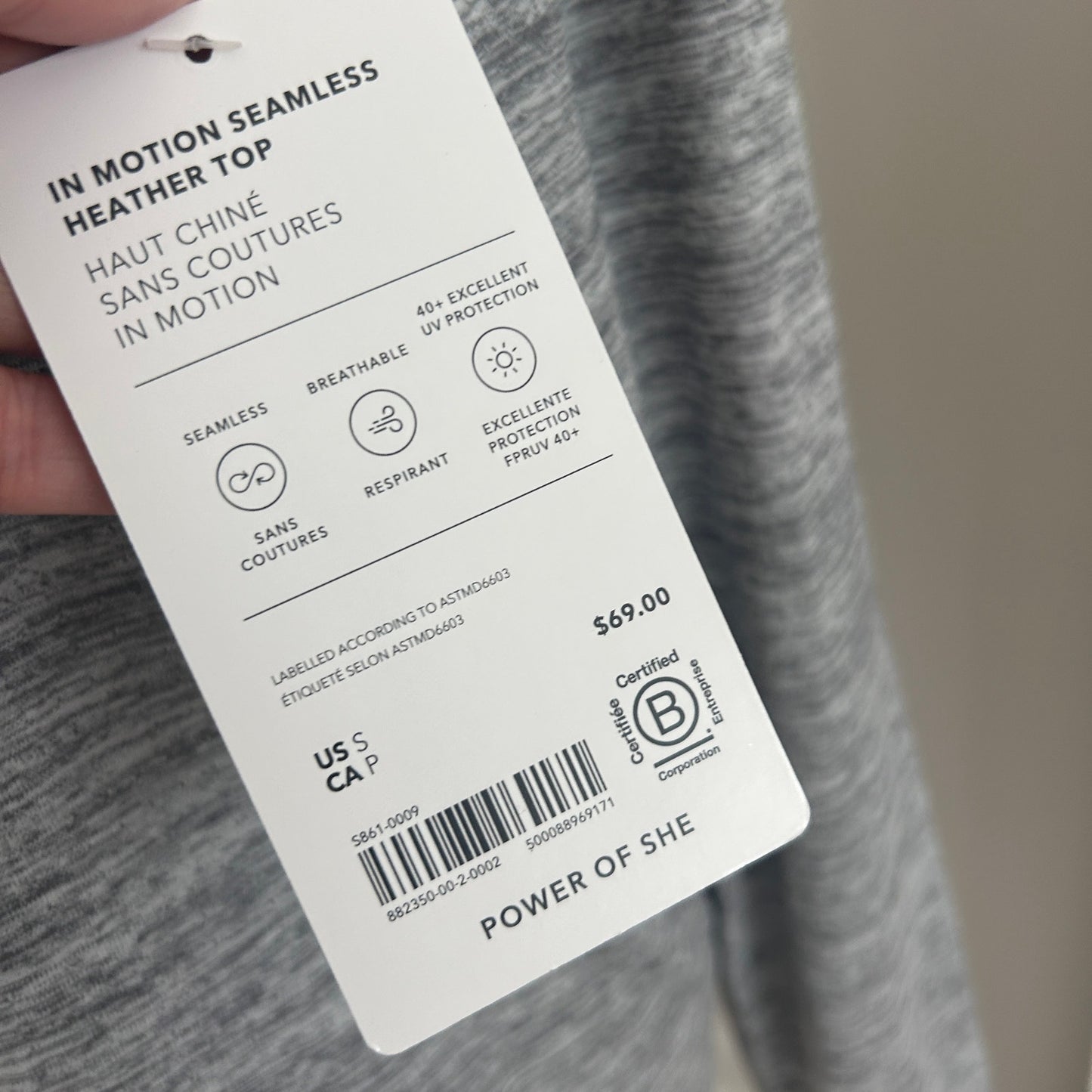 Athleta NWT Heather Gray In Motion Seamless Long Sleeve Top Womens Size Small