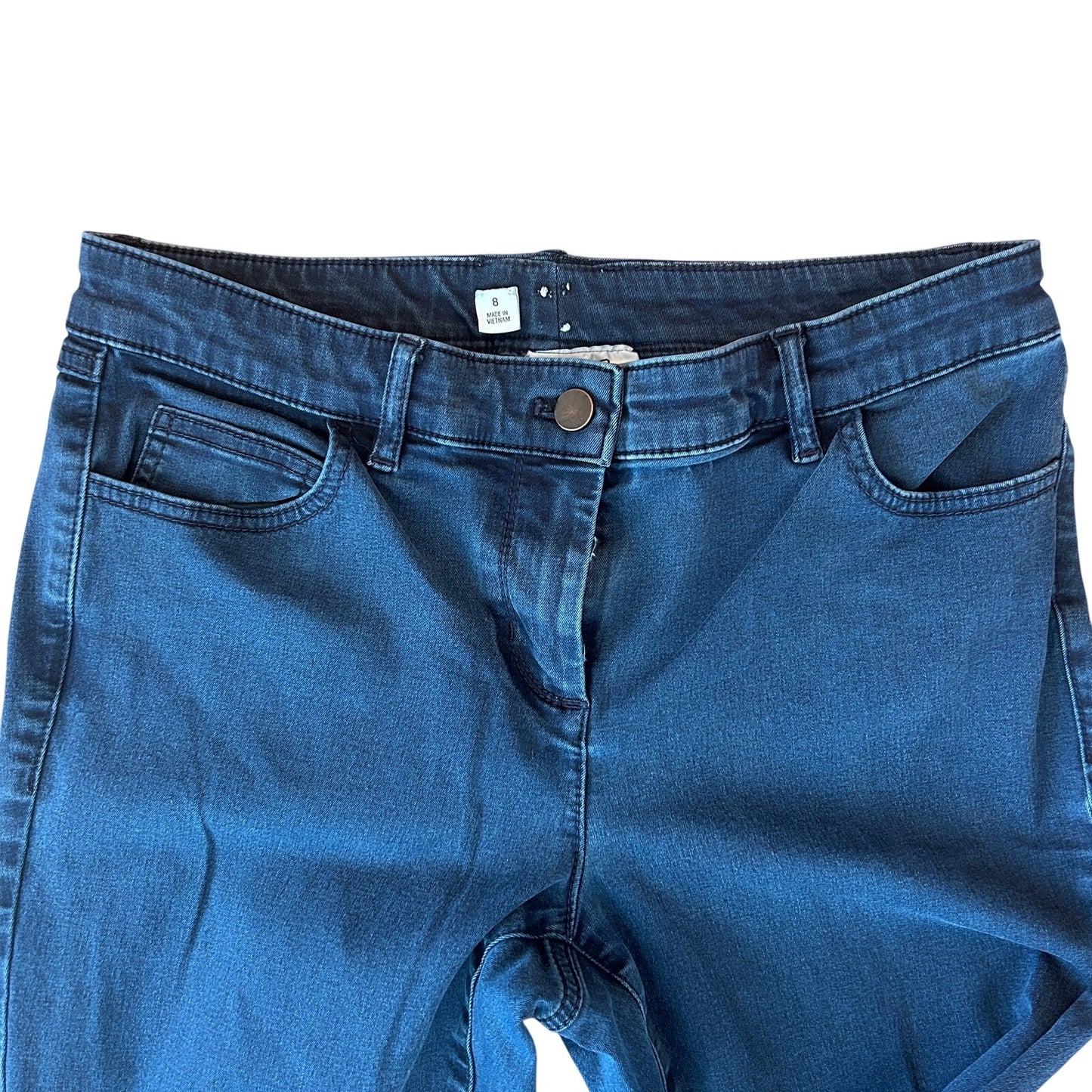 Per Se by Carlisle Stephanie Dark Wash Raw Hem Cropped Jeans Womens Size 8