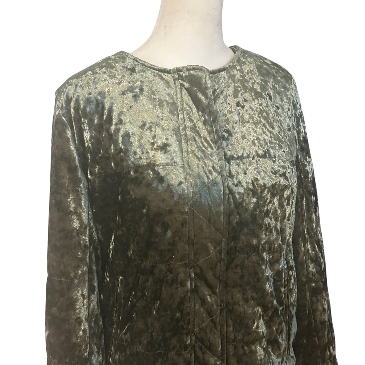 Anthropologie Sanctuary Dark Green Velvet Full Zip Coat Womens Size Medium