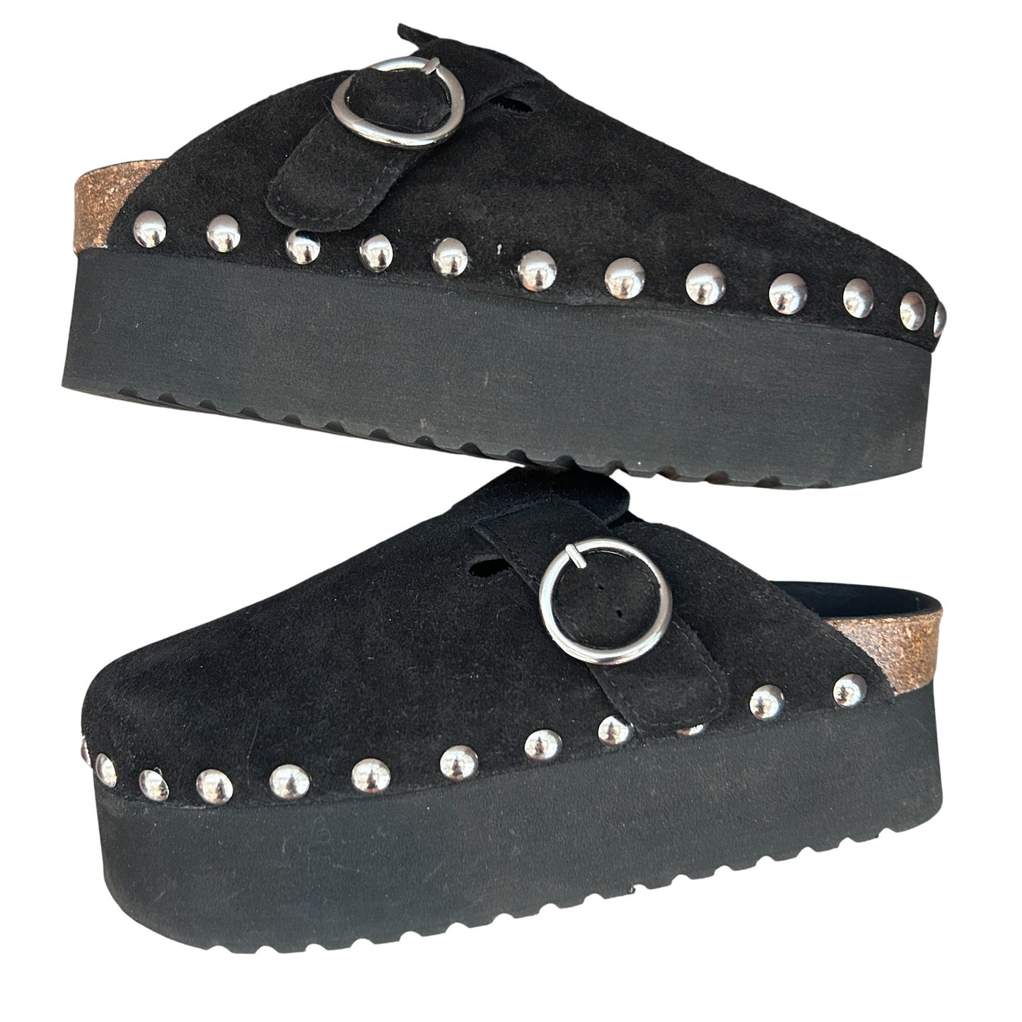 Jeffrey Campbell Celestine Black Suede Silver Slip-On Flats Womens Size 38 NEW