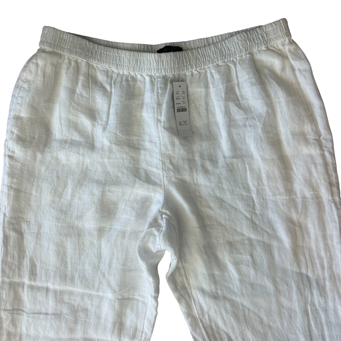 J Crew NWT White Linen Pants Womens Size 12 Petite NEW