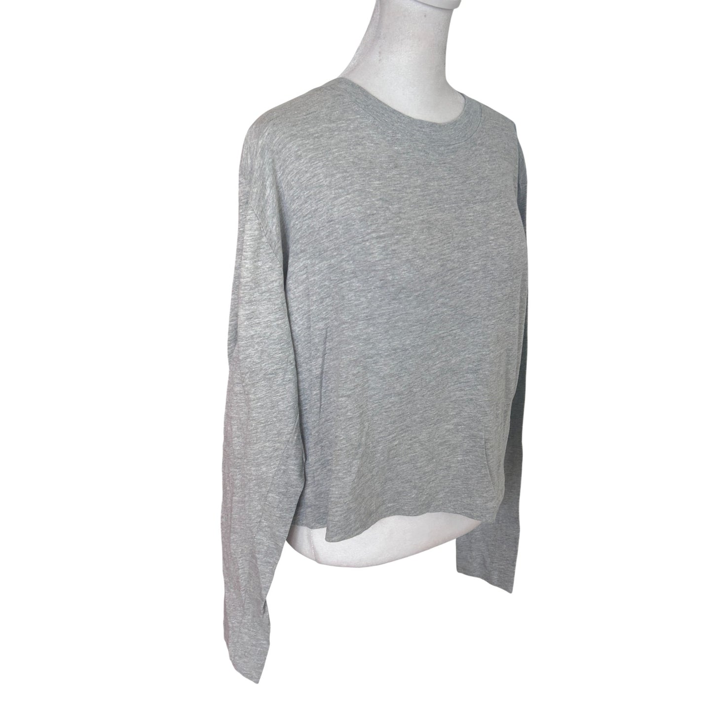 Michael Stars Mac High Crew Boxy Tee Long Sleeve Heather Gray Womens Medium NEW