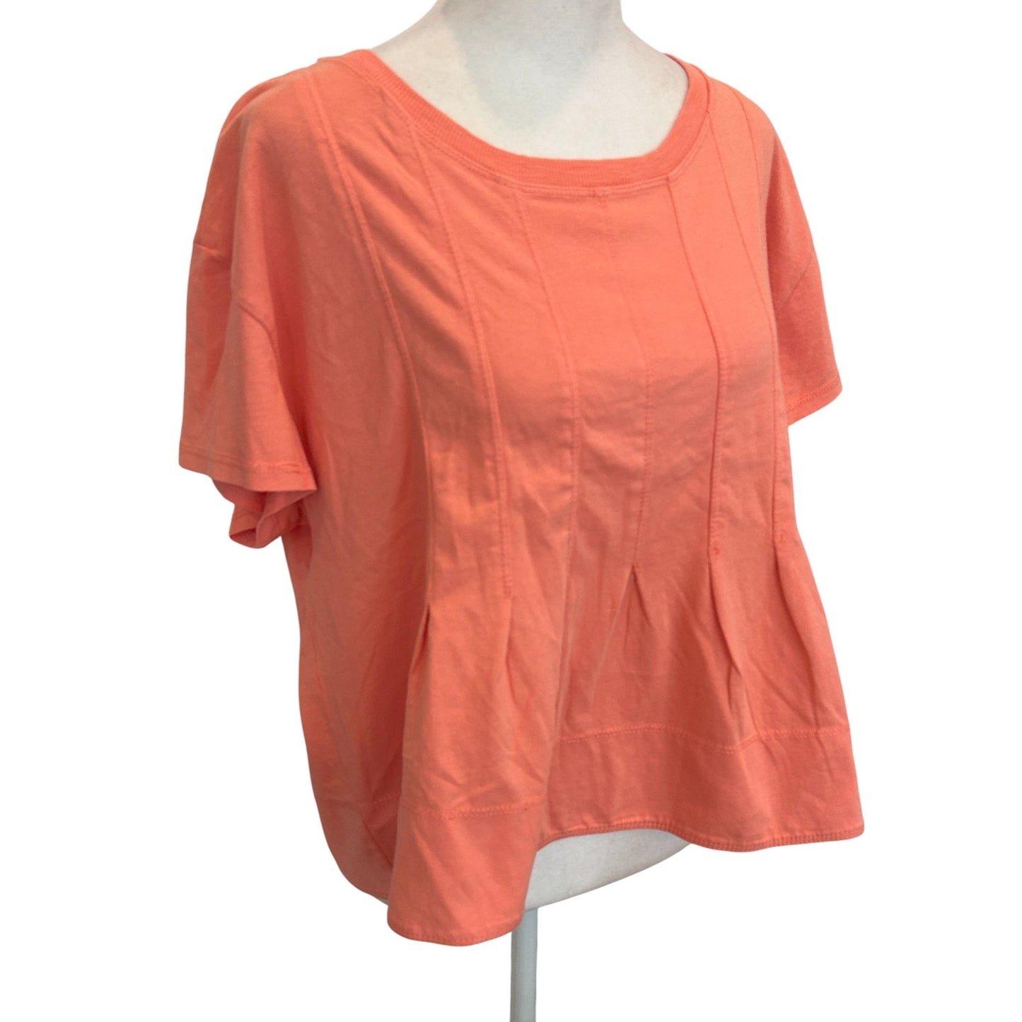 Pilcro Anthropologie Orange Short Sleeve Boxy Top Womens Size Medium Petite