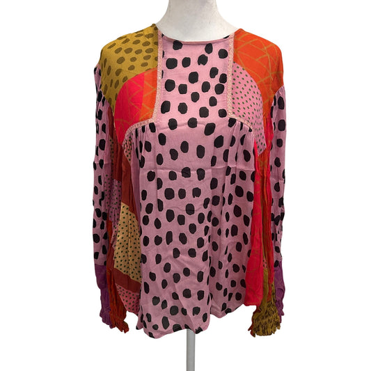 Anthropologie Bl^nk Bl-nk Miranda Boho Peasant Blouse Womens Size Large Petite
