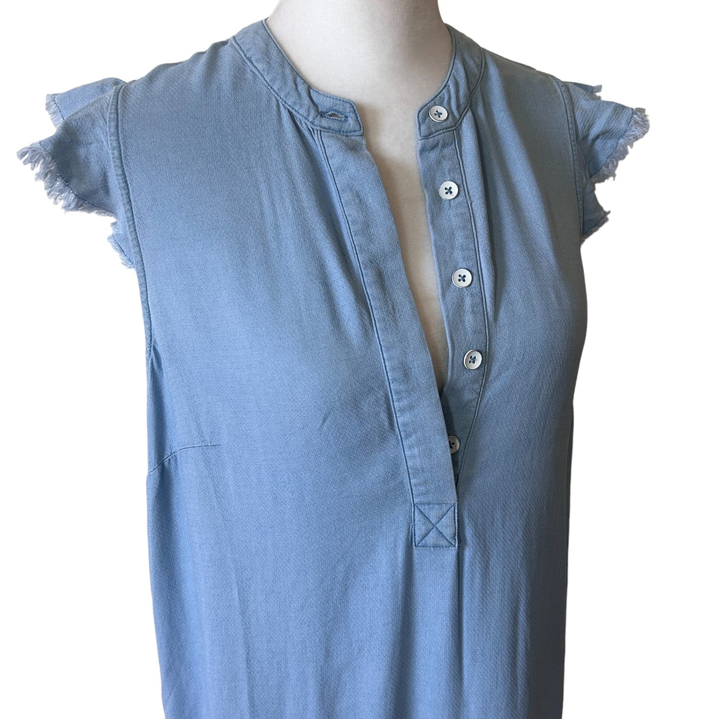 Splendid NWT Light Blue Sleeveless Raw Hem Shift Dress Womens Size Small NEW