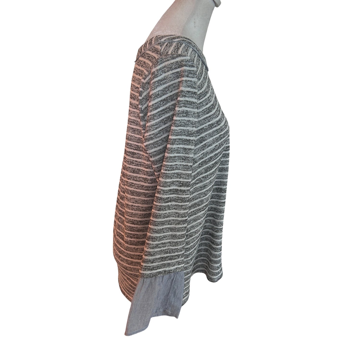 THML Black, Blue, White Striped Long Sleeve Pullover Top Womens Size Small