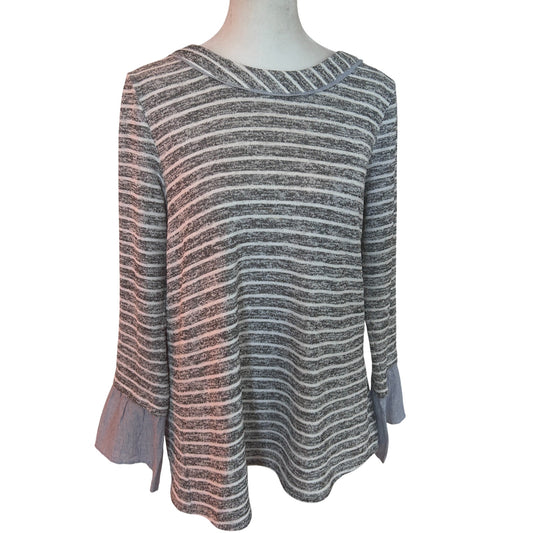 THML Black, Blue, White Striped Long Sleeve Pullover Top Womens Size Small