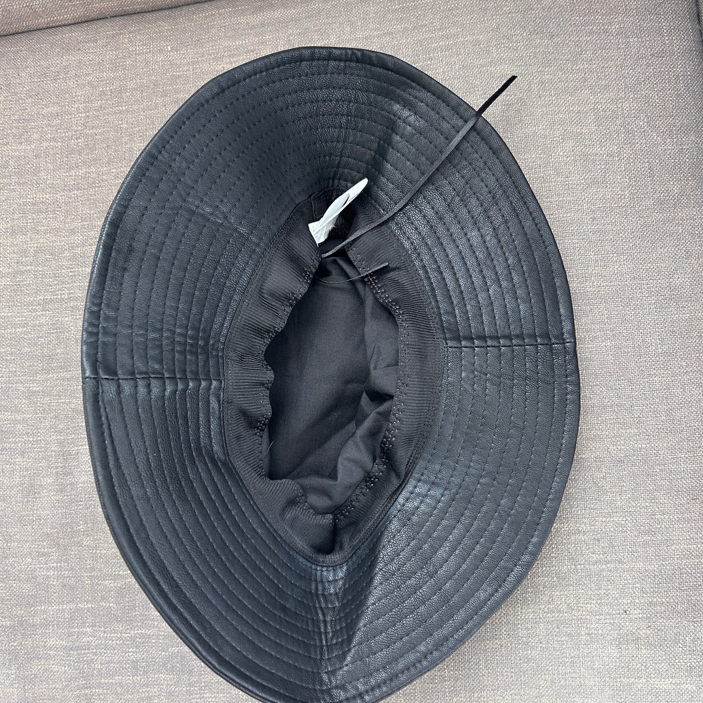 Anthropologie Black Faux Leather Bucket Hat Womens One Size